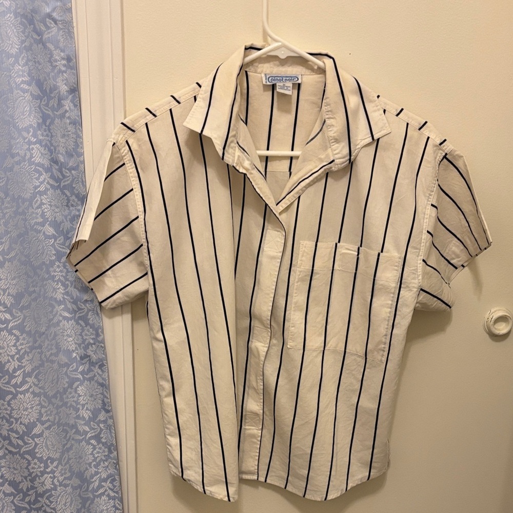 Vintage Cream and Black Striped Button Down Shirt